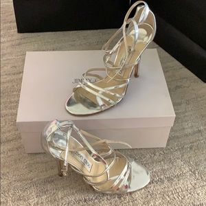 Jimmy Choo Silver Flynn Sandals